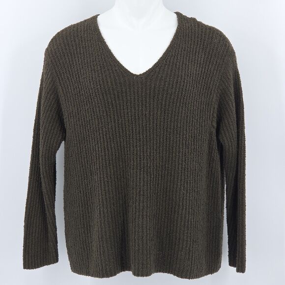 Eileen Fisher Organic Cotton Cashmere Sweater Womens Size XL Green Fall Winter - Picture 2 of 8